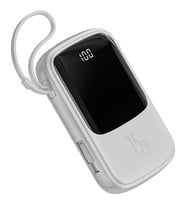 Baseus Q pow 3A Dijital Gösterge 10.000 mAhmAh Power Bank + Lightning Şarj Başlık PPQD-B02 Beyaz