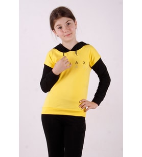 Toontoy Kız Çocuk Relax Baskılı Sweatshirt (Sarı)