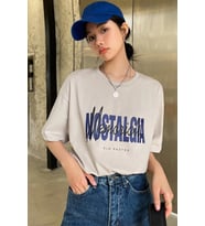 Unisex Nostalgia Baskılı Oversize Tshirt (Bej)