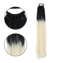 Lastik Tokalı At Kuyruğu Düz / Siyah / Platin Ombre