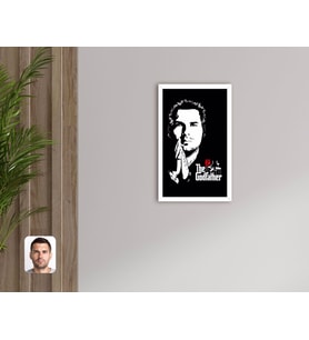 BK Gift Kişiye Özel Godfather Baba Tasarımlı Dekoratif Ahşap Beyaz Çerçeveli Tablo-1