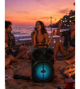 Taşınabilir Bluetooth Speaker Mikrofonlu Karaoke Hoparlör RGB Işıklı 6.5 İnç Güçlü Ses