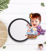 BK Gift Kişiye Özel Bebek Doğum Günü Karikatürlü Ahşap Bardak Altlığı-2