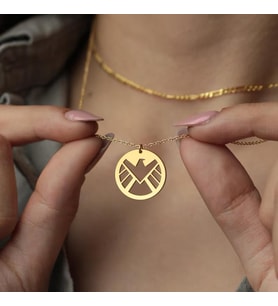Kişiye Özel 925 Ayar Gümüş Marvel Shield Logo Kolye (Gold)