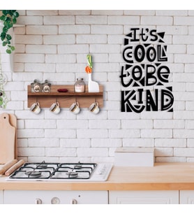 BK Home Doğal Ahşap Raflı Dekoratif Fincan Askılığı ve Duvar Süsü-10 (Beyaz)