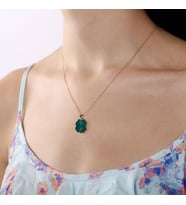 14 Ayar Kalp'li Yonca Altın Kolye Mine Tasarım 1.5 cm