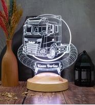 DAF Tır Kişiye Özel 3D LED Lamba, Tır Şoförüne Hediye, Kamyon ve Lojistik Tutkunlarına İsimli Gece Lambası