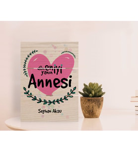 BK Gift Kişiye Özel Dünyanın En İyi Annesi Tasarımlı Otantik Masaüstü Ahşap Palet Çerçeve-11 (Beyaz)