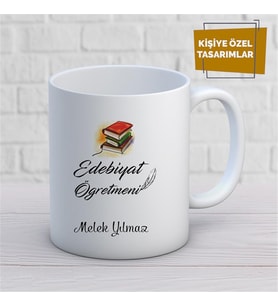 Kişiye Özel İsim Yazılabilir Edebiyat Öğretmeni Kupa Bardak