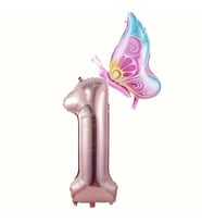 KELEBEKL ROSE GOLD RAKAM FOLYO BALON SET