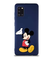 Samsung Galaxy A31 Soft Premier Kapak Mickey Mouse-C Tasarımlı Silikon Kılıf - Lacivert (Şeffaf)