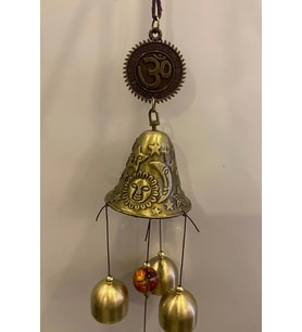 Feng Shui Deprem Zili Çanı Rüzgar Çanı Zili Kapı Çanı Mantra Ohm Om Yoga (Gold)