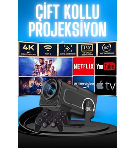Projektör Siyah Android Taşınabilir Sinema Projeksiyon Wifi Destekli En Güncel Sürüm Akıllı