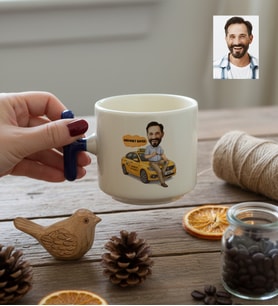 Kişiye Özel Karikatürlü Taksici T Kupa Doğum Günü Hediyesi