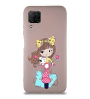 Huawei P40 Lite Soft Premier Kapak Vespagirl Tasarımlı Silikon Kılıf - Pudra (Şeffaf)