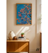 Van Gogh Badem Çiçeği, Ahşap Çerçeveli Duvar Tablosu - Modern Ev Dekorasyonu