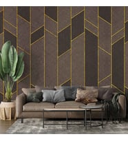 Ahşap Kahverengi Gold Desenli 3 Boyutlu 3D Duvar Kağıdı
