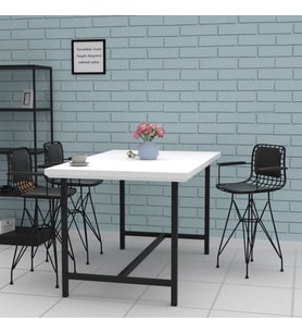 Knsz ufak boy tel bar sandalyesi 4 lü uslu syhsyh kolçaklı sırt minderli 55 cm oturma yüksekliği mutfak bahçe cafe ofis (Karışık)