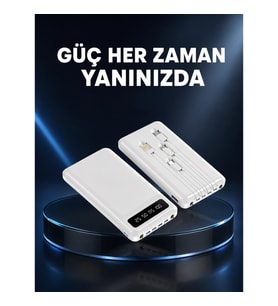 Mey İthalat® Kamp ve Seyahat İçin 20.000mAh LED Işıklı Hızlı Şarj Powerbank Yeni Nesil