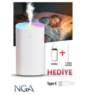 Ultrasonik 400 ml hava nemlendirici ve aroma difüzörü, LED ışıklı, şık tasarım
