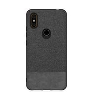 Microcase Xiaomi Mi A2 - Mi 6X Fabrik Serisi Kumaş ve Deri Desen Kılıf - Siyah