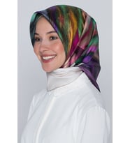 Saf İpek Eşarp (Nostalji Sura) (S) 8339D (Taş-Yeşil)