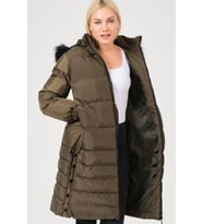 Dewberry Kadın %100 Polyester Kaban Haki Z6740 Katmanlı Kombin, Şehir ve Ofis Stili, Kazak ve Gömlek Kombini