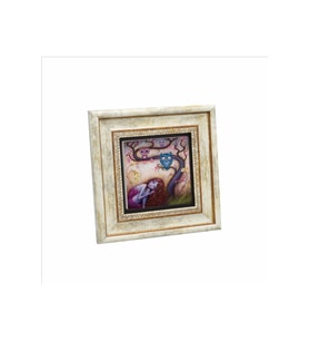 Baykuşlar ve kız Baskılı Taş Tablo 20x20