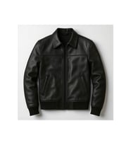 Premium Slim Fit Polo Yaka Deri Ceket (Siyah Deri)