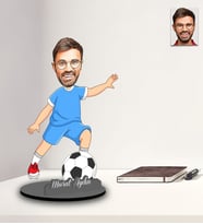 Kişiye Özel Futbolcu Karikatürlü İki Katmanlı Ahşap Biblo Model-3