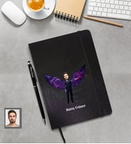 Kişiye Özel Babalar Günü Baba Karikatürlü Siyah Defter Kalem Hediye Seti Model-3