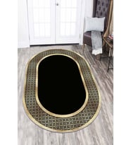 Siyah Gold Çerçeveli Kaymaz Tabanlı Hol Halısı Oval AR727 - 100 x 160 cm