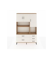 Arges Gardrop 8 Raflı 5 Çekmeceli 3 Kapaklı 132x30x195 Çam-Aytaşı