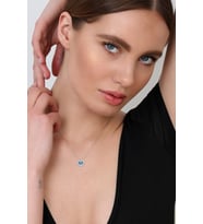 Kadın 925 Ayar Opal Taşlı Kalp Kolye (Rodyum)