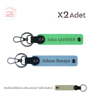 Çiftlere Anlamlı Hediye, İsimli 2’li Anahtarlık Hediye Takımı, Gök Mavi-Fıstık Yeşil-Sütlü Kahve