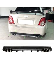 Chevrolet Aveo Sedan Siyah Difüzör Çiftli Yuvarlak Egzoz Görünümlü D Tip Difizör 2012 - 2016