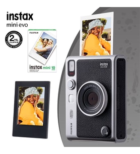 Instax Mini Evo Siyah Fotoğraf Makinesi 10lu Film ve Çerçeve