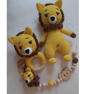 Aslan Kral Uyku Arkadaşı Seti Amigurumi Organik Oyuncak