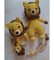 Aslan Kral Uyku Arkadaşı Seti Amigurumi Organik Oyuncak