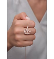 925 Ayar Gümüş Zirkon Taşlı Allah Lafzı Kolye