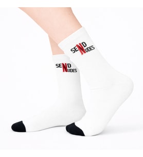SEND NUDES YAZILI UNİSEX BEYAZ SPOR ÇORAP
