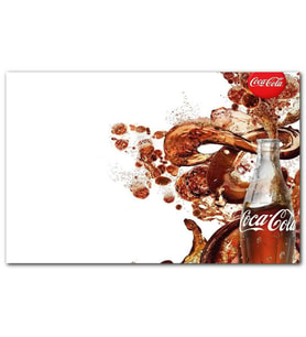 Cakatabloo Beyaz Zeminde Coca Cola Şişesi ve Köpükler MDF Tablo