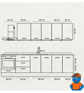 285 cm Mutfak Dolabı  MDF Kapak Tezgah Dahil YRKN285 102 (Mürdüm)