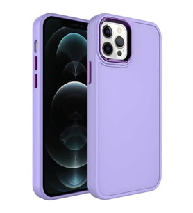 Coverzone Apple iPhone 12 Pro Max ile uyumlu K?l?f Metal �er�eve Tasar?ml? Pastel Renkli iPhone 12 Pro Max ile uyumlu Sert Ebullience Lila