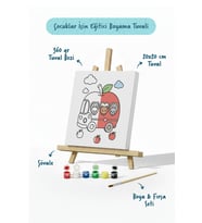 Elmalı Okul Servisi Boyama Tuvali – Şövaleli Boya Seti 20x20