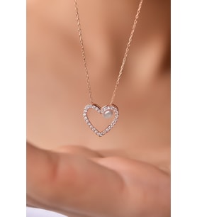 Papatya Silver 925 Ayar Gümüş Montür Kalbimin İncisi Kolye (Rose)