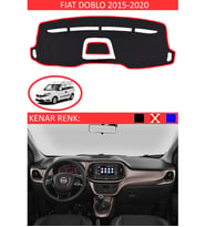 Fiat Doblo 2015-2020 Modelleri İçin Uygun Torpido Koruma Halısı Siyah Kenar Renk Kırmızı