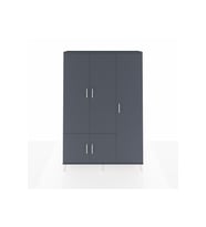 Arges Dolap 7 Raflı 5 Kapaklı Tek Askılı 132x30x195 Antrasit-Antrasit/Aytaşı