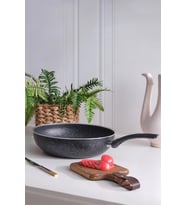 Wok Tava 30 Cm Granit Derin Vok Tavası (Siyah)