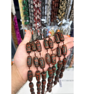 Tibet Akik Taşı Arpa Kesim 14x29mm Mat Yeşil Doğal Taş Dizi